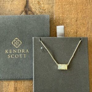 Kendra Scott AUTHENTIC Small Bar Gold with Drusy Necklace